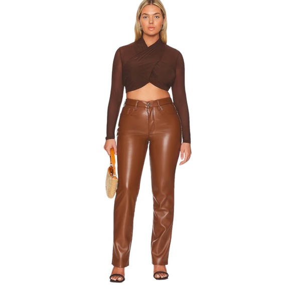 Good American Better Than Leather Good Icon Pants in Burnt Caramel (16)